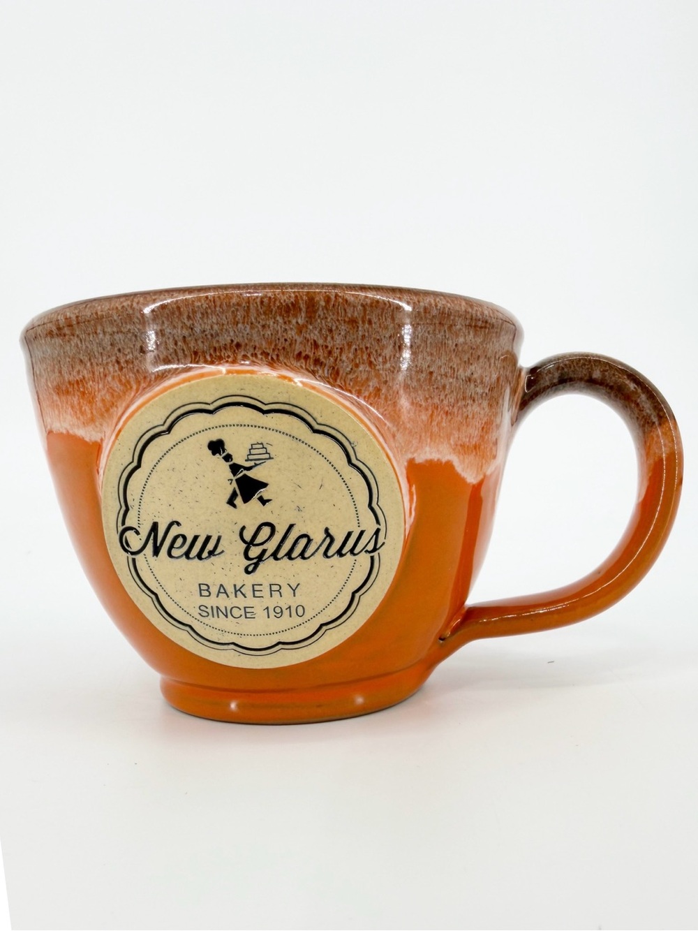Deneen Pottery Glarus Bakery Orange Ceramic Coffee Mug